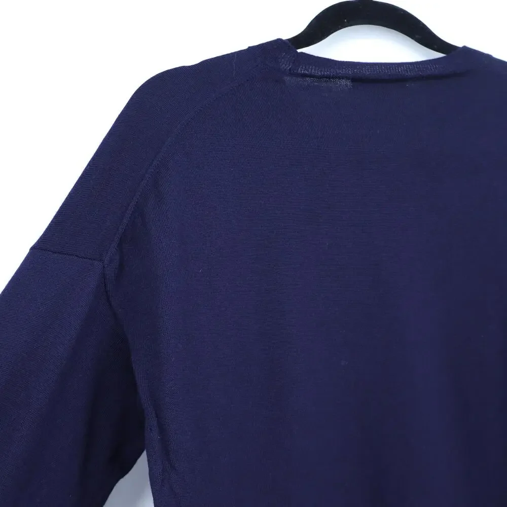 J. CREW Merino Wool Pullover Sweater Navy Lightweight Long Sleeve Women's L